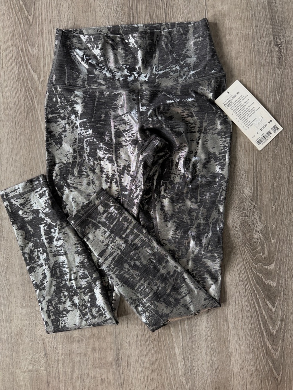 lululemon athletica Black and Gray Patterned High-Rise Leggings